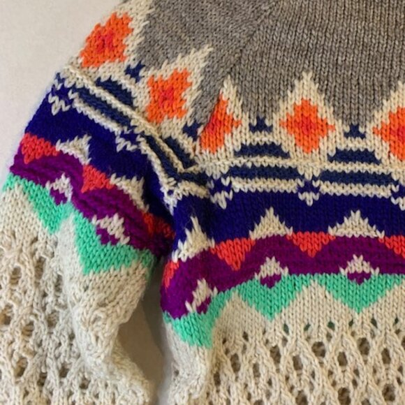 American Eagle Outfitters Sweater Size S Round Neck Acrylic Knit Cable Crochet - Picture 6 of 7